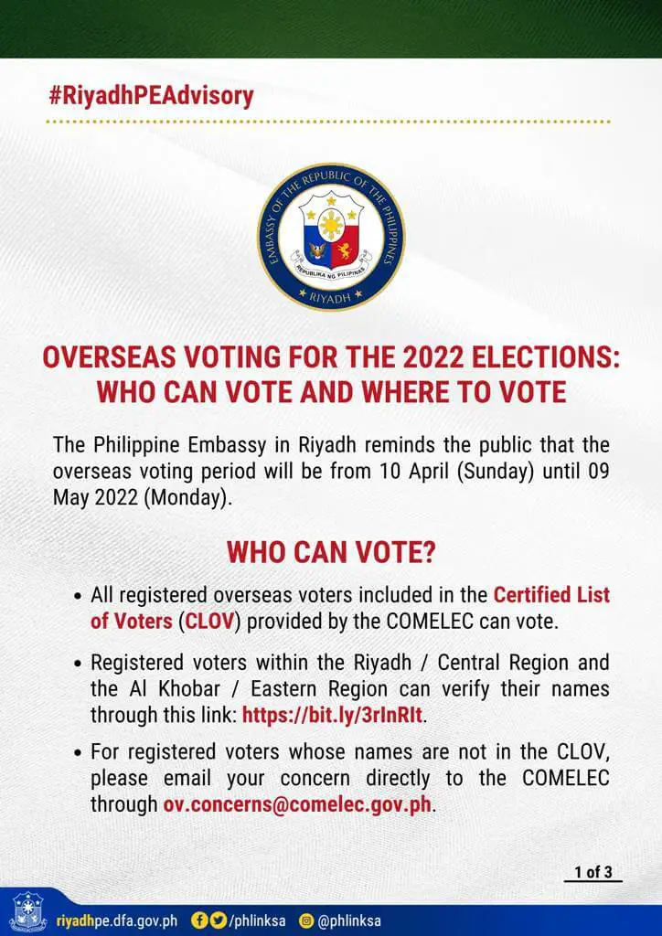 overseas voting for filipinos saudi